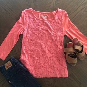 Old Navy Coral Lace Shirt